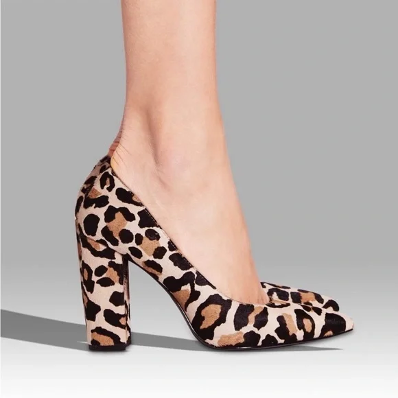 Leopard Calf Hair Heel Pumps - Picture 1 of 3